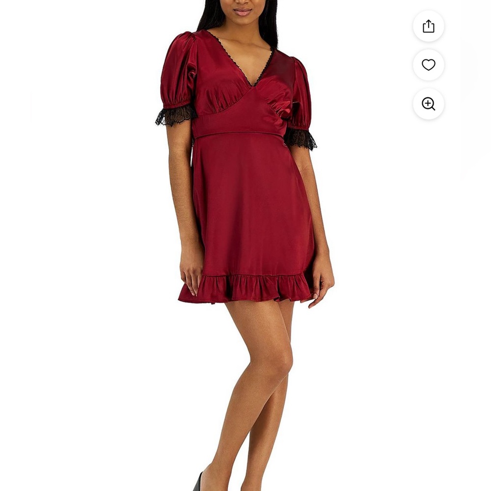 Kit + Sky Red Satin Puff Sleeve Mini Dress Size Small Juniors NWT Whimsigoth‎